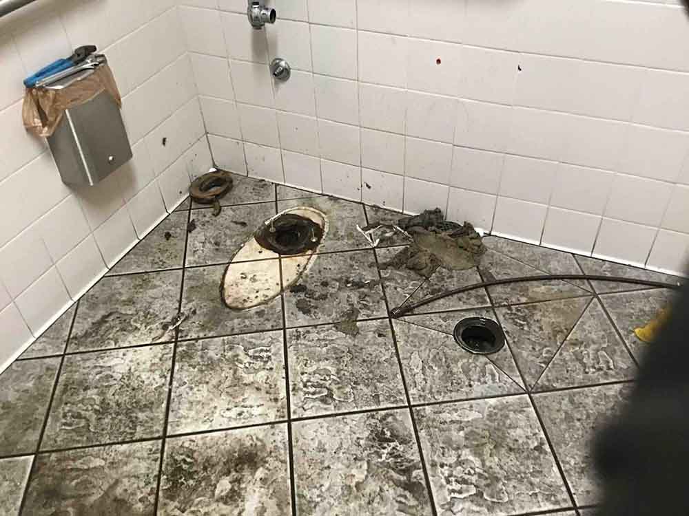 toilet being repaired